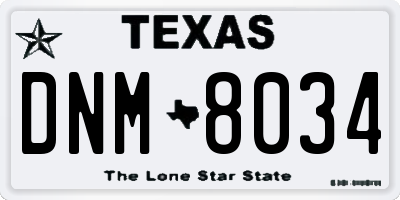 TX license plate DNM8034