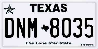 TX license plate DNM8035