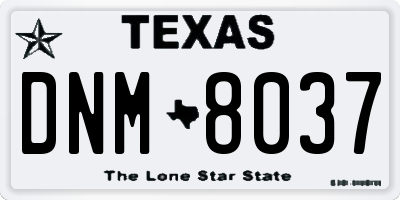 TX license plate DNM8037