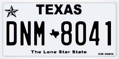 TX license plate DNM8041