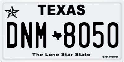 TX license plate DNM8050