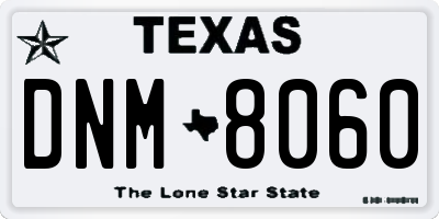 TX license plate DNM8060
