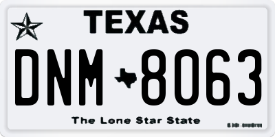 TX license plate DNM8063