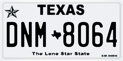 TX license plate DNM8064