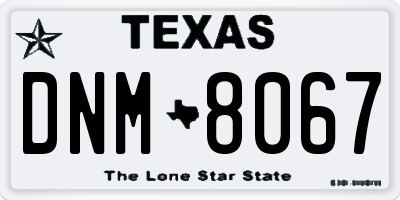 TX license plate DNM8067