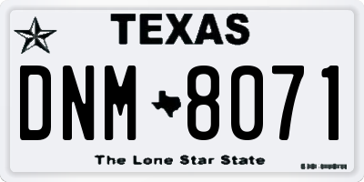 TX license plate DNM8071