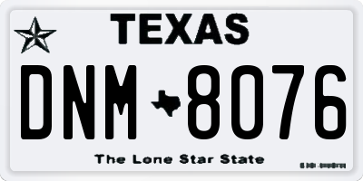 TX license plate DNM8076