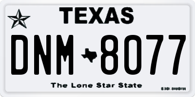 TX license plate DNM8077
