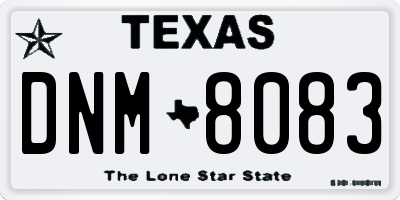 TX license plate DNM8083