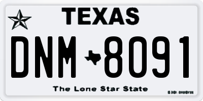 TX license plate DNM8091