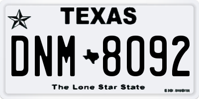 TX license plate DNM8092