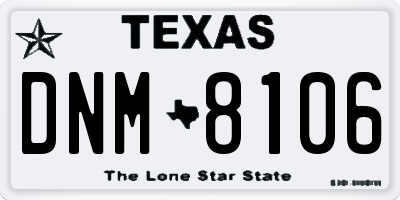 TX license plate DNM8106
