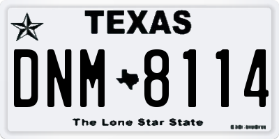 TX license plate DNM8114