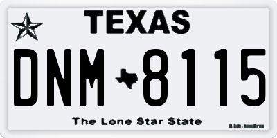 TX license plate DNM8115