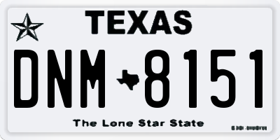 TX license plate DNM8151