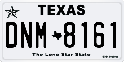 TX license plate DNM8161