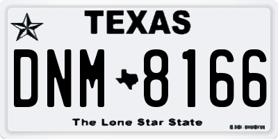 TX license plate DNM8166