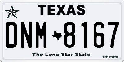 TX license plate DNM8167
