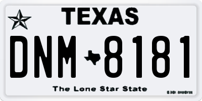 TX license plate DNM8181
