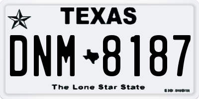 TX license plate DNM8187