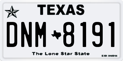 TX license plate DNM8191