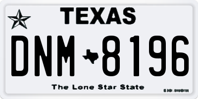 TX license plate DNM8196