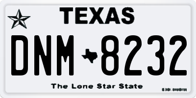TX license plate DNM8232
