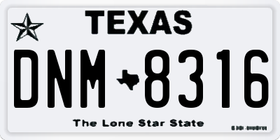 TX license plate DNM8316