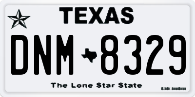 TX license plate DNM8329