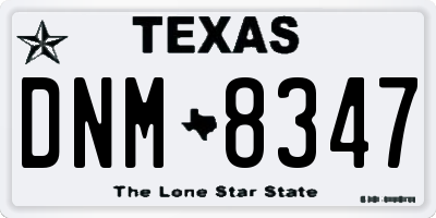 TX license plate DNM8347