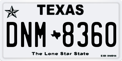 TX license plate DNM8360