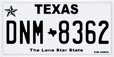 TX license plate DNM8362