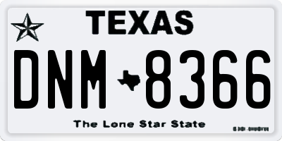 TX license plate DNM8366
