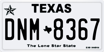 TX license plate DNM8367