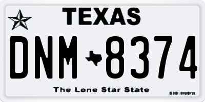 TX license plate DNM8374