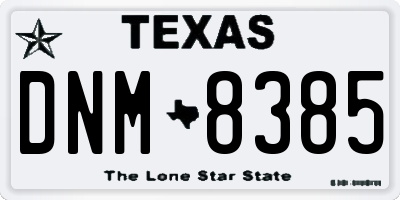 TX license plate DNM8385