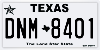 TX license plate DNM8401