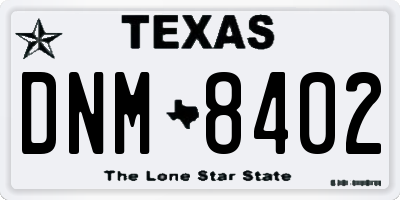 TX license plate DNM8402
