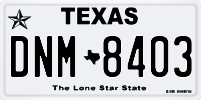 TX license plate DNM8403