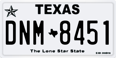 TX license plate DNM8451