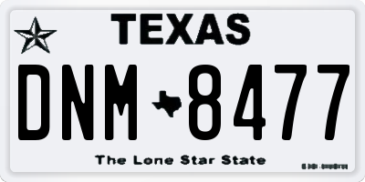 TX license plate DNM8477