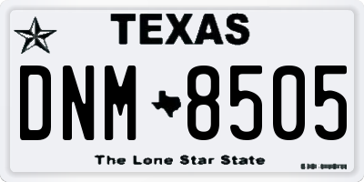 TX license plate DNM8505