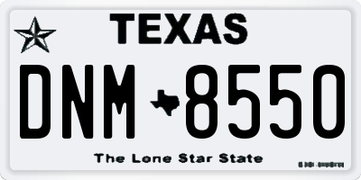 TX license plate DNM8550