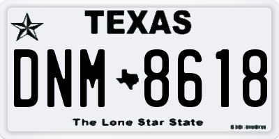 TX license plate DNM8618