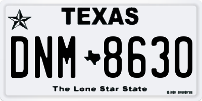 TX license plate DNM8630