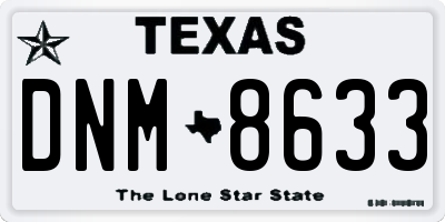 TX license plate DNM8633
