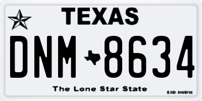 TX license plate DNM8634