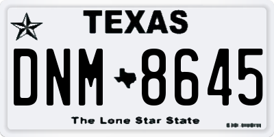 TX license plate DNM8645