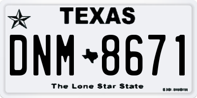 TX license plate DNM8671