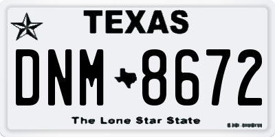 TX license plate DNM8672